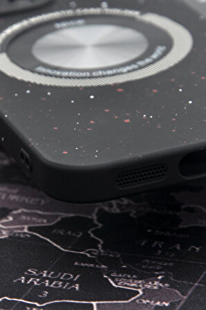 iPhone 14 Pro Max Uyumlu Siyah Benekli Desenli İnce Sert Kapak Kılıf Kamera Lens Korumalı