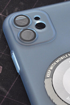 iPhone 11 Uyumlu Mint Yeşil Renkli Yarı Şeffaf İnce Sert Kapak Kılıf Kamera Lens Korumalı