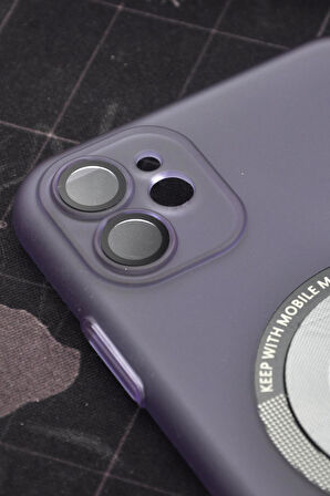 iPhone 11 Uyumlu Mor Renkli Yarı Şeffaf İnce Sert Kapak Kılıf Kamera Lens Korumalı