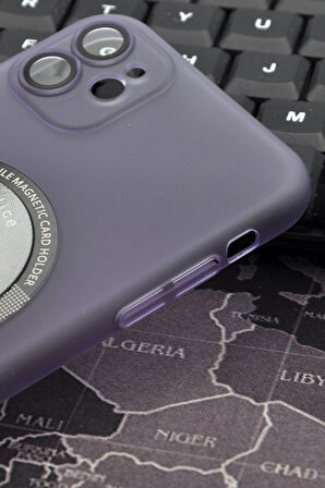 iPhone 11 Uyumlu Mor Renkli Yarı Şeffaf İnce Sert Kapak Kılıf Kamera Lens Korumalı