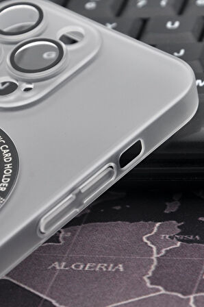 iPhone 13 Pro Max Uyumlu Beyaz Renkli Yarı Şeffaf İnce Sert Kapak Kılıf Kamera Lens Korumalı