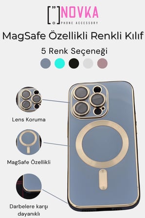 iPhone 11 Uyumlu MagSafe Özellikli Lens Korumalı Lazerli Renkli Kılıf Siyah