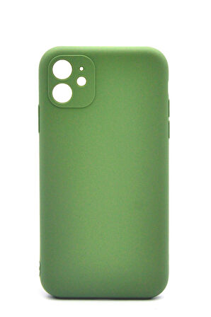 iPhone 11 Uyumlu Düz Renk Esnek Yumuşak Silikon Kılıf  Rubber Yeşil