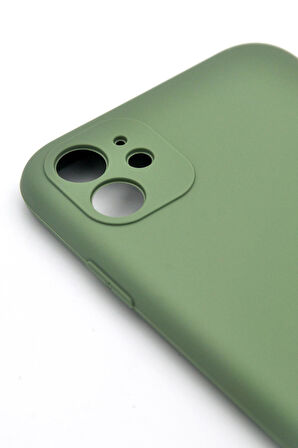 iPhone 11 Uyumlu Düz Renk Esnek Yumuşak Silikon Kılıf  Rubber Yeşil