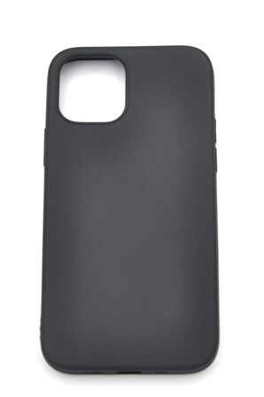 iPhone 12 Pro Uyumlu Düz Renk Esnek Yumuşak Silikon Kılıf  Rubber Siyah
