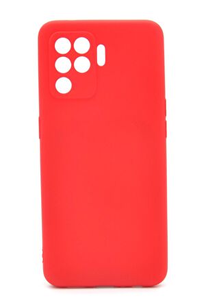 Oppo Reno 5 Lite Uyumlu Düz Renk Esnek Yumuşak Silikon Kılıf  Rubber Kırmızı