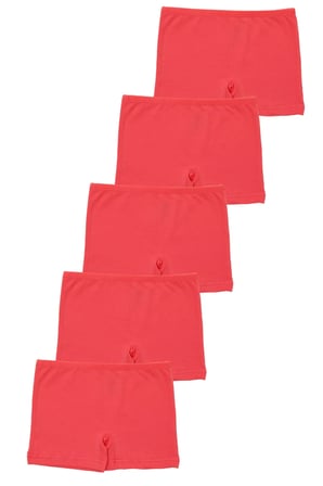 Premium Pembe Kız Çocuk Boxer Tayt 5'li Paket Pamuklu Likralı Rahat Giyim Pamuk Giysi Ev Giyimi