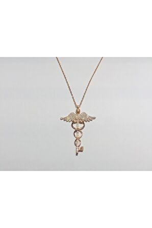 925 GÜMÜŞ KADIN KOLYE ROSE ALTIN GOLD 