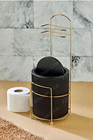 GOLD DEMİRLİ BANYO TUVALET ÇÖP KOVASI ÖZEL TASARIM 