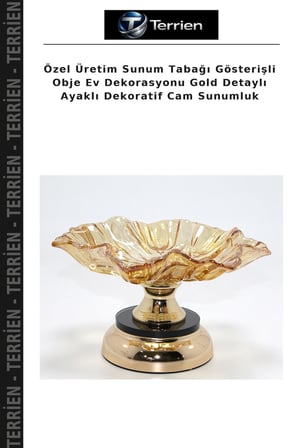Özel Üretim Sunum Tabağı Gösterişli Obje Ev Dekorasyonu Gold Detaylı Ayaklı Dekoratif Cam Sunumluk