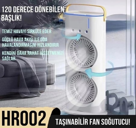 Masaüstü Çift Fanlı Buzlu Vantilatör Led Işıklı Taşınabilir ve Taşınabilir Mini USB Fan Telefon Standlı Masaüstü ve El Tipi