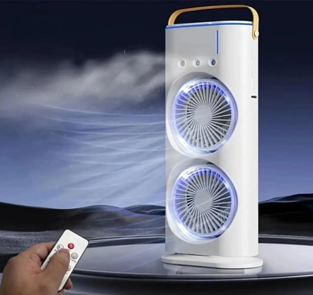 Masaüstü Çift Fanlı Buzlu Vantilatör Led Işıklı Taşınabilir ve Taşınabilir Mini USB Fan Telefon Standlı Masaüstü ve El Tipi