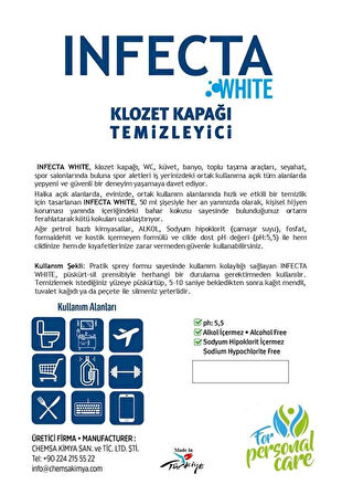 Infecta Klozet Tuvalet Temizleyici Hijyen Spreyi Seyahat Ve Çanta Boyu 50 Ml. Ikili Set
