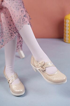 Topuklu Altın Çatlak Kız Çocuk Ayakkabı