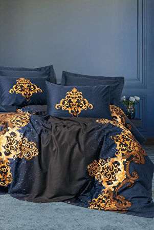 Palace Saten Çift Kişilik Nev Takımı Tutsu Lacivert