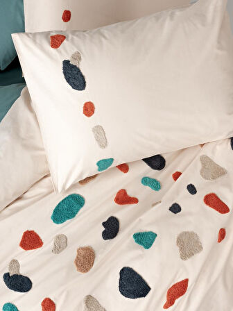 Puff Nakışlı Ranforce Çift Kişilik Nev Takımı Gaja Mint