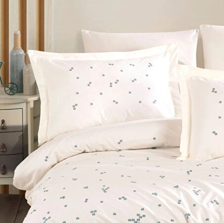Çift Kişilik Poplin Premium Nakışlı Nev Spring Krem