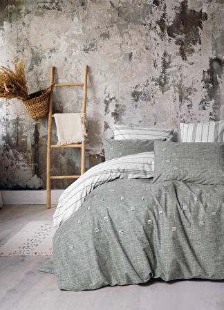 Klein Nakışlı Çift Kişilik Nev Takımı Patara Gri