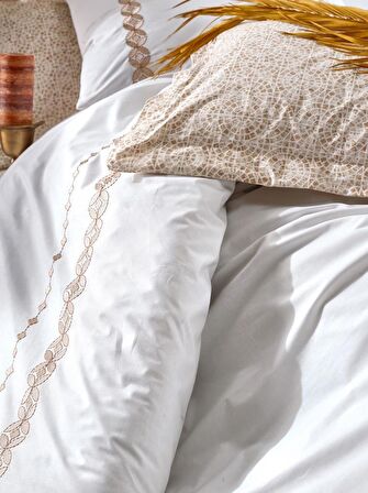 Seri Çift Kişilik Nevresim Takımı İnes bej