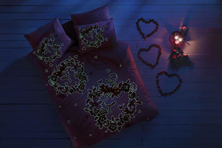 Glow Parlayan Çift Kişilik Ranforce Nev Takımı Roses Pembe