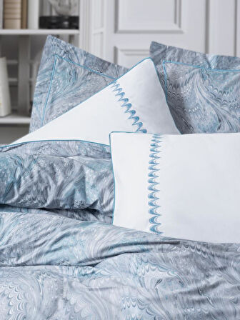 Çift Kişilik Elit Saten Nev Takımı Stilla Mavi