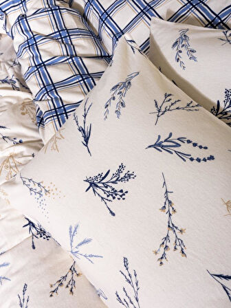 Flanel Nev Takımı Çift Kişilik Lavanid Mavi