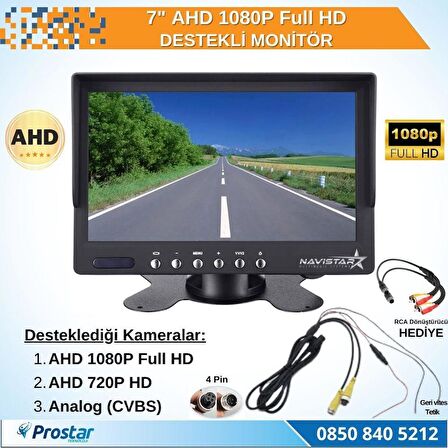 7" AHD 1080P Full HD iki kamera girişli Monitör