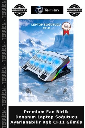 Premium Fan Birlik Donanım Laptop Soğutucu Ayarlanabilir Rgb CF11 Gümüş