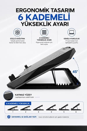 Premium Fan Birlik Donanım Laptop Soğutucu Ayarlanabilir Rgb CF11 Gümüş