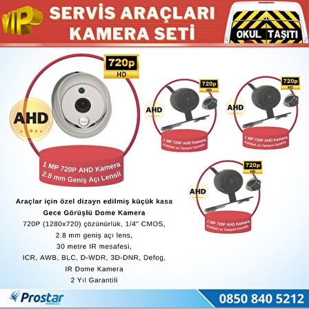 Okul Servis Kamera Seti 4 Kameralı 7" Monitör 4 Kameralı 1 TB Harddisk dahil