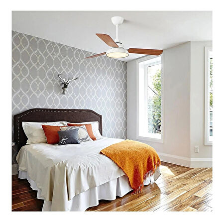 NAVEX  3 Kanatlı Led Işıklı Mat Beyaz 107Cm Tavan Vantilatörü