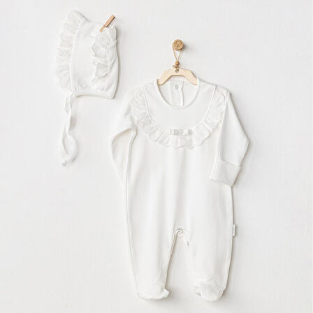 AC24504 Petit Love Bebek Tulum Takım Ekru
