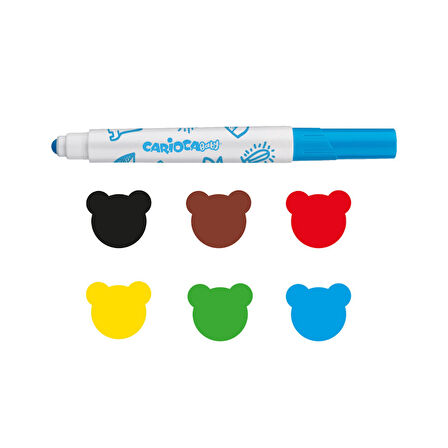 Nessiworld Carioca Jumbo Bebek Süper Yıkanabilir Keçeli Boya Kalemi 6'Lı +2 Yaş