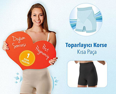 Doğum Sonrası Toparlayıcı Korse Kısa Paça Siyah