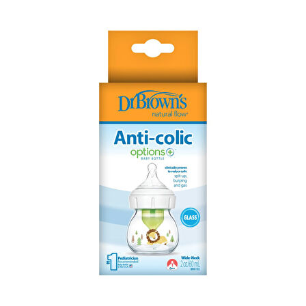 Dr Brown's Geniş Ağız Anti Kolik Options+ Cam Biberon 60 ml