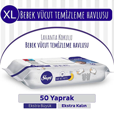 Nessiworld Sleepy XL Lavanta Kokulu Bebek Vücut Temizleme Mendili 50 Yaprak