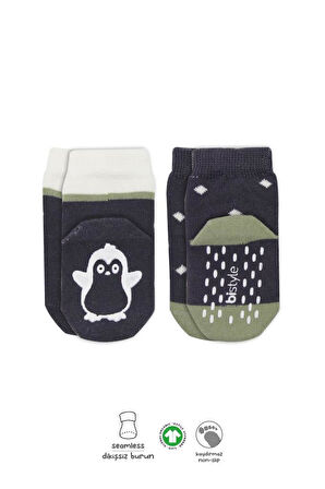 Nessiworld Bistyle Hayvan Figürlü Kaymaz Erkek Soket Çorap 2'Li BS10119 Antrasit