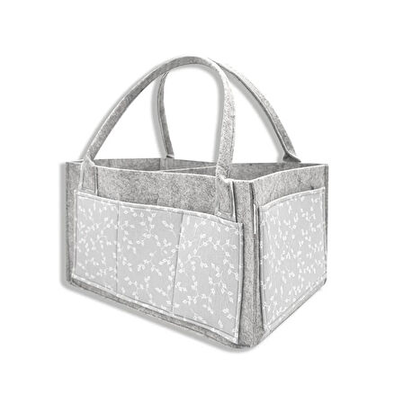 Nessiworld Nessiworld BabyJem Keçe Anne Bebek Bakım Çantası 772 Gri Çiçek