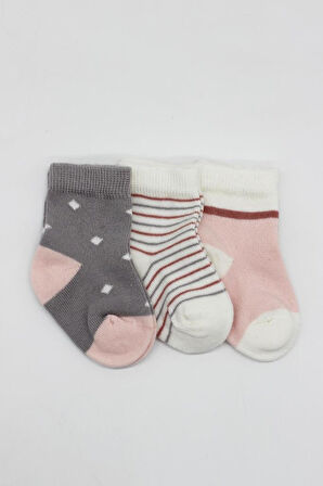 Bistyle 3'Lü Penye Kız Soket Çorap BS10112 Gri