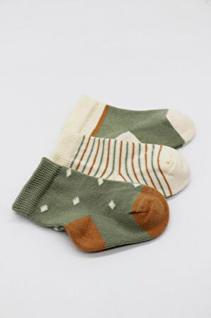 Bistyle 3'Lü Penye Kız Soket Çorap BS10112 Nil