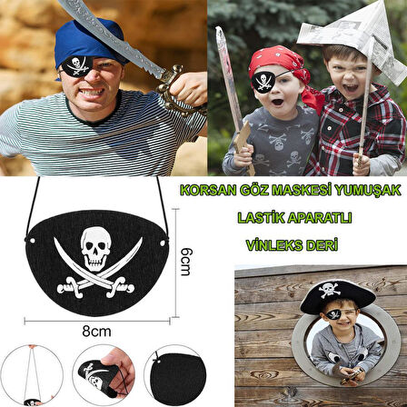 Nessiworld Vinleks Deri Korsan Göz Bandı Göz Maskesi Lastikli