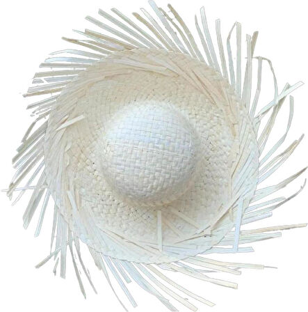 Nessiworld Tropikal Parti Beyaz Hasır Hawaii Şapkası 13x36 cm