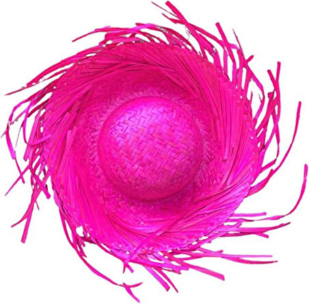 Nessiworld Tropikal Parti Pembe Fuşya Hasır Hawaii Şapkası 13x36 cm