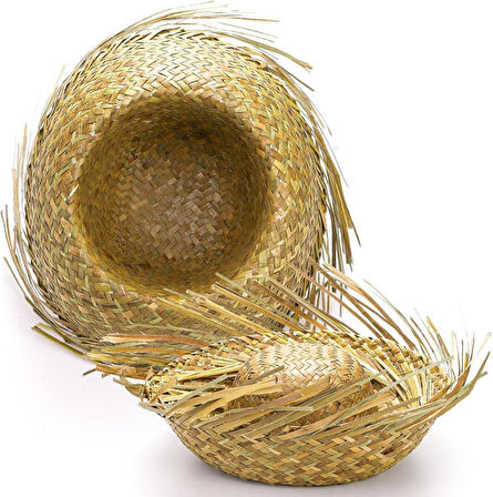 Tropikal Parti Naturel Hasır Hawaii Şapkası 13x36 cm