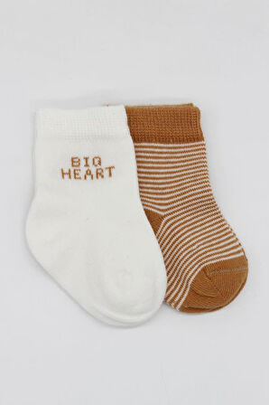 Nessiworld Bistyle Big Heart Penye Soket Çorap 2'Li BS10117 Hardal