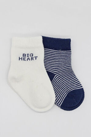 Nessiworld Bistyle Big Heart Penye Soket Çorap 2'Li BS10117 Lacivert