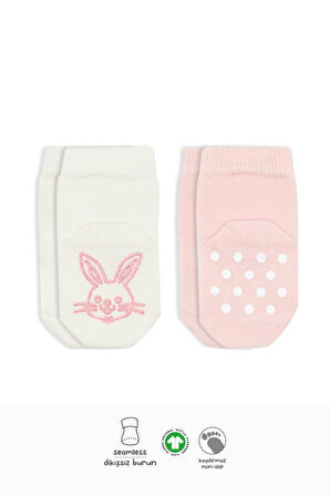 Nessiworld  Bistyle Hayvan Figürlü Kaymaz Soket Çorap 2'Li BS10104 Pembe Ekru
