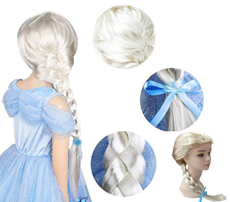 Platin Altın Dore Renk Karlar Ülkesi Elsa Frozen Peruğu Çocuk Boy