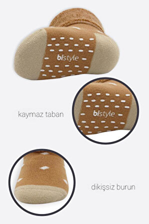 Nessiworld Bistyle Puanlı Kaymaz Havlu Soket Çorap 2'Li BS10502 Hardal