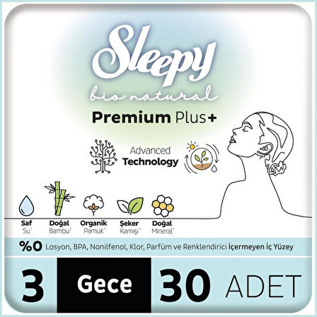 Nessiworld Sleepy Bio Natural Premium Plus Mega Gece Ped 30 Adet